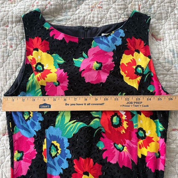 Adrienne Vittadini Black Midi Dress with Vibrant Floral Print - Picture 6 of 8